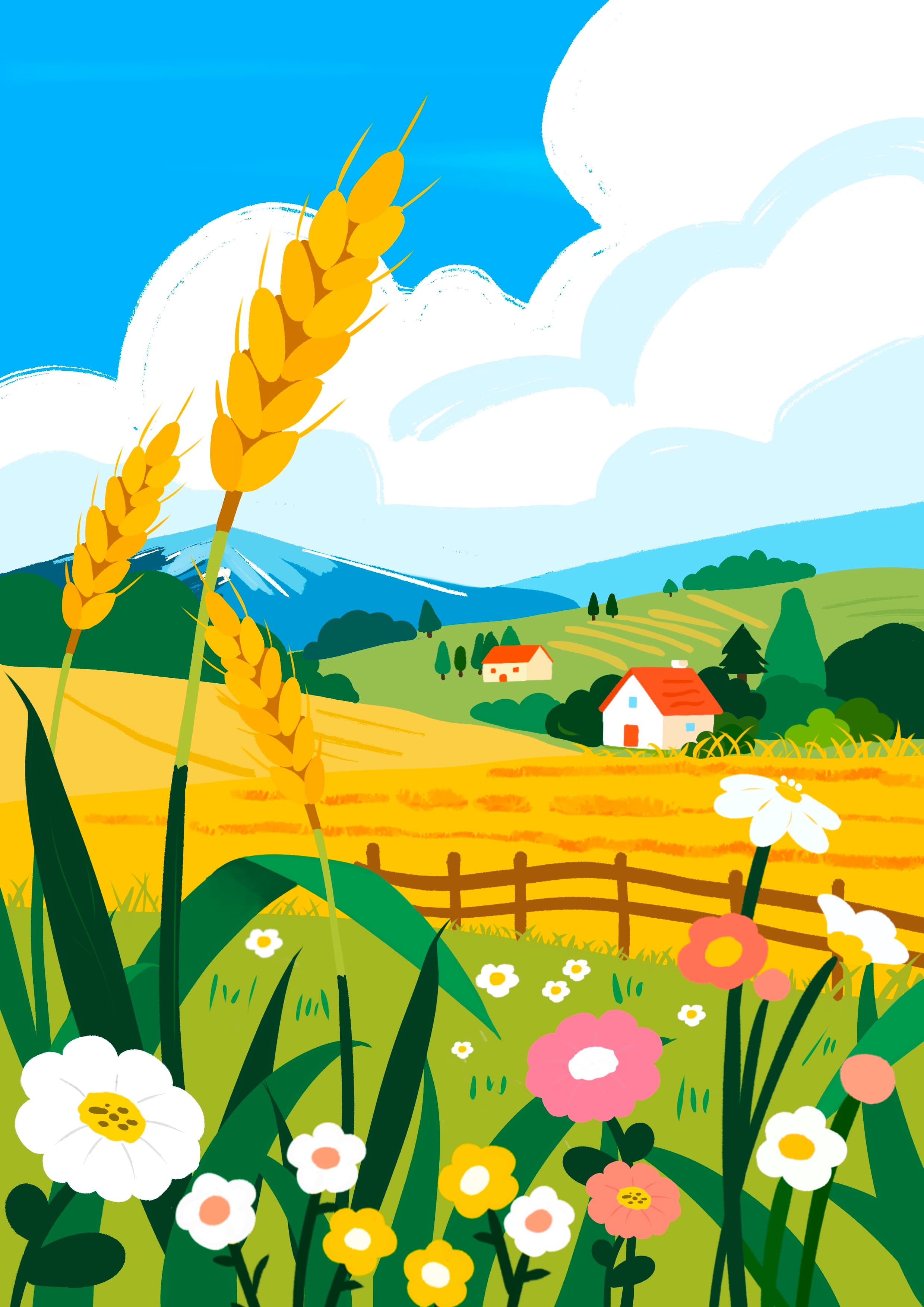 Watercolor Wind Healing Landscape Illustration