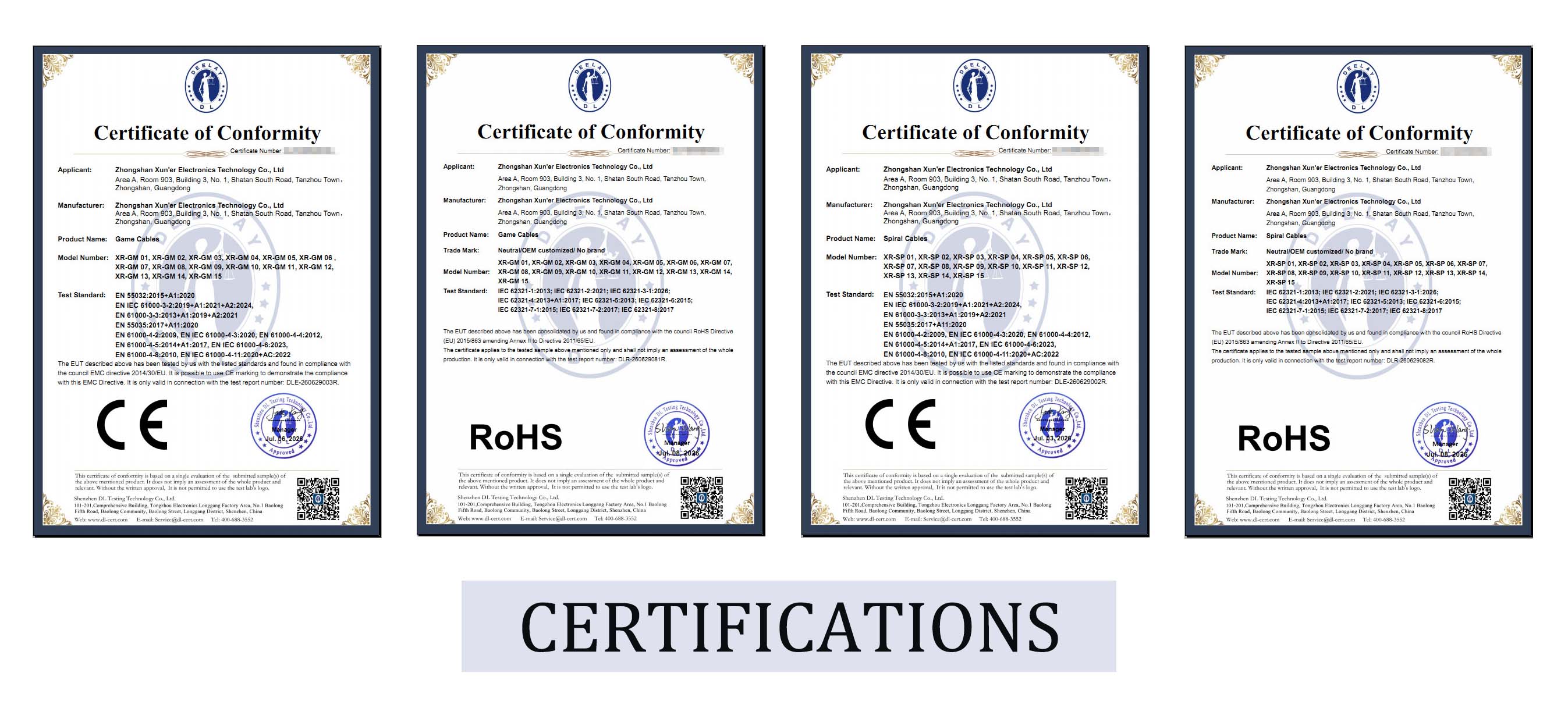 CE and ROHS certificate