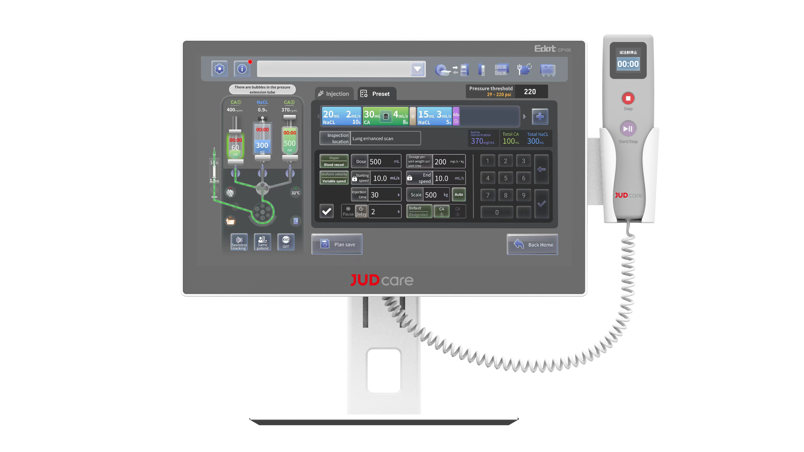 JUDcare Edot CP100 syringe-free injector CT scan system for safe and precise contrast delivery in CT scan procedures