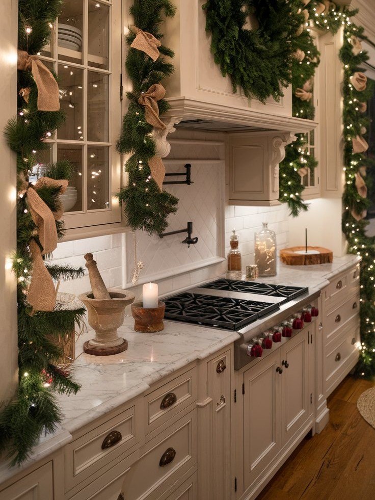 quarzt countertop christmas decoration ideas