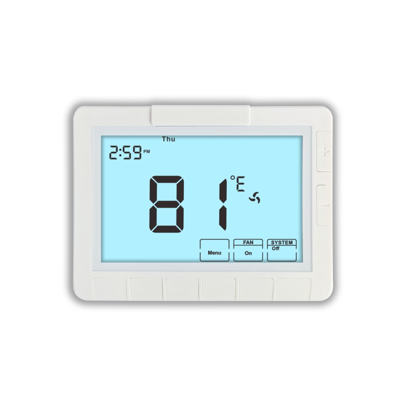 Our digital thermostats come equipped with configurable setpoint limits. This allows hotel managers to lock the cooling range to a minimum of 72°F and heating to a maximum of 78°F.