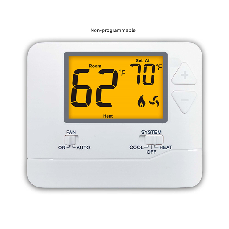 Our line of non-programmable thermostats is built around intuitive usability. We utilize large, easy-to-read LCD screens with bright backlighting, ensuring visibility even in the dark.