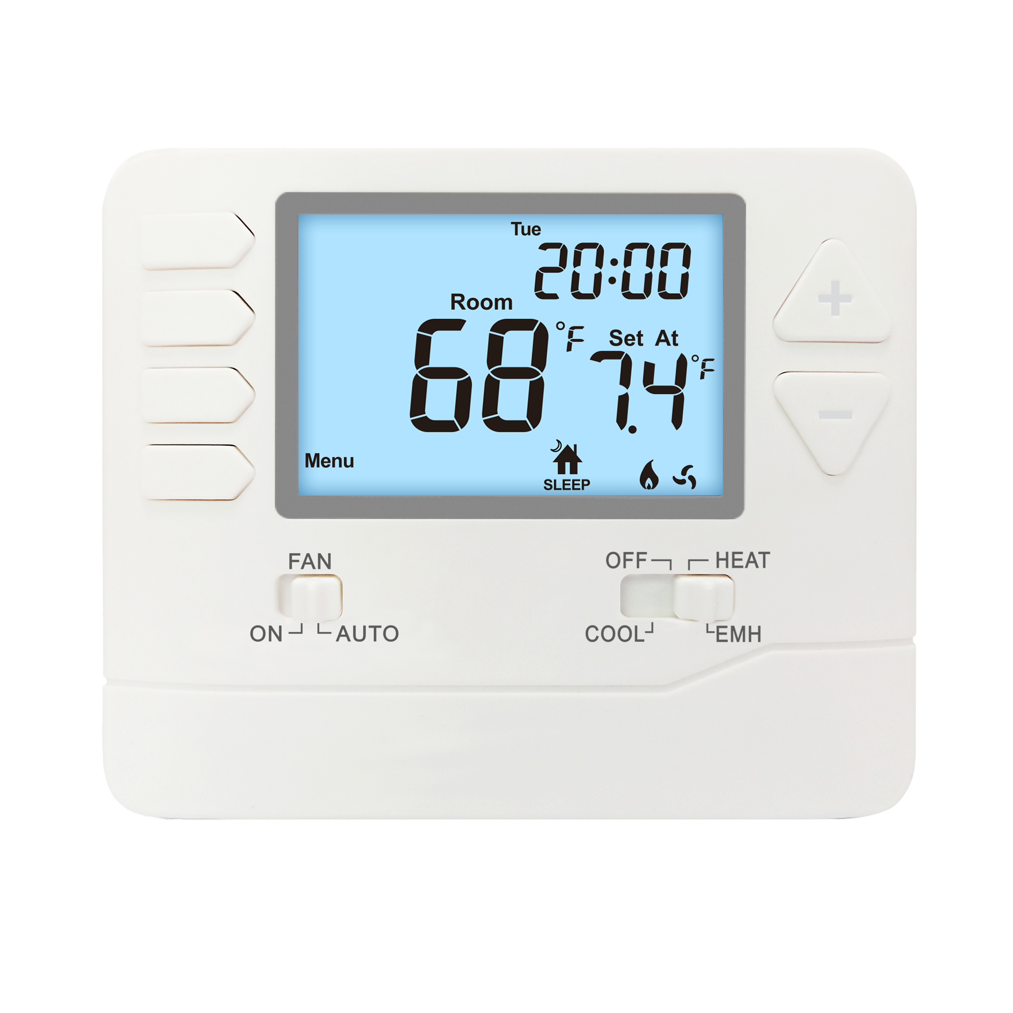 Riseem Heat Pump Thermostats feature highly intelligent staging logic. Our firmware calculates the rate of temperature change. It will push the highly efficient heat pump compressor to its maximum limit before intelligently engaging the Auxiliary Heat only when absolutely necessary.