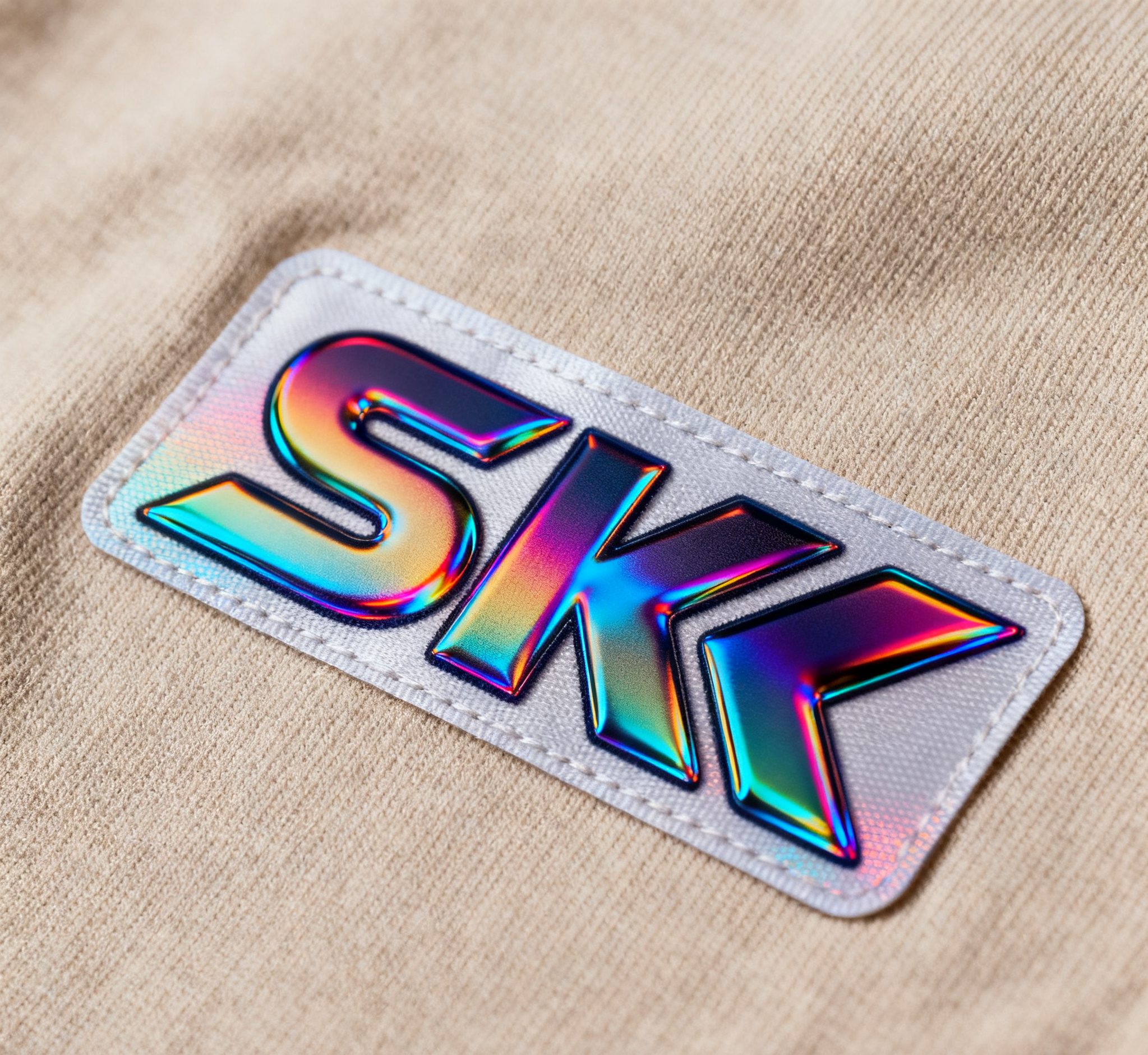 close-up of flock heat transfer label with velvet texture