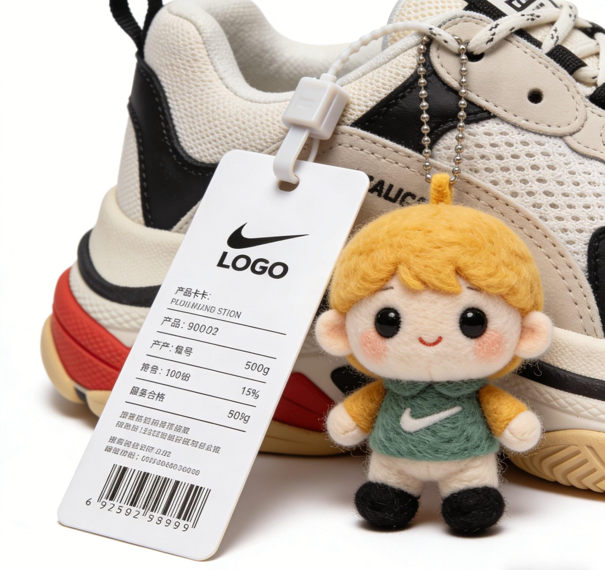 Durable hang tag shoes with personalised swing tags for retail display