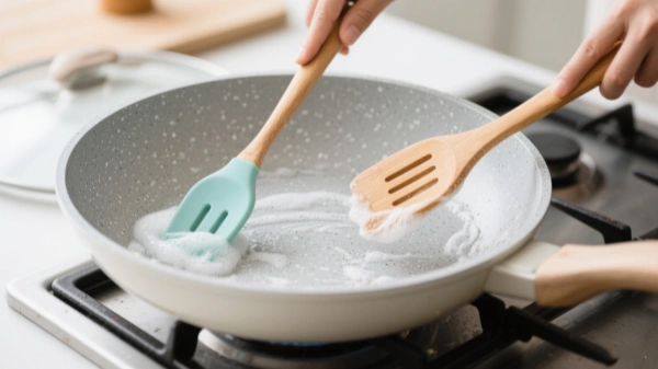 Use wooden silicone or nylon utensils to cleaning marble pans Use wooden silicone or nylon utensils to cleaning marble pans