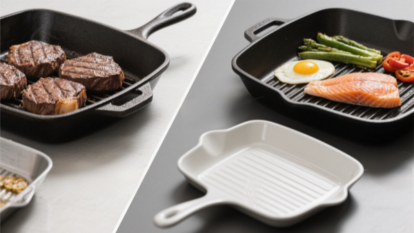 material comparison of grill pans cast iron aluminum ceramic nonstick