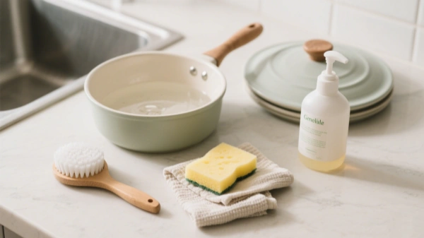 gentle cleaning toolkit for ceramic cookware