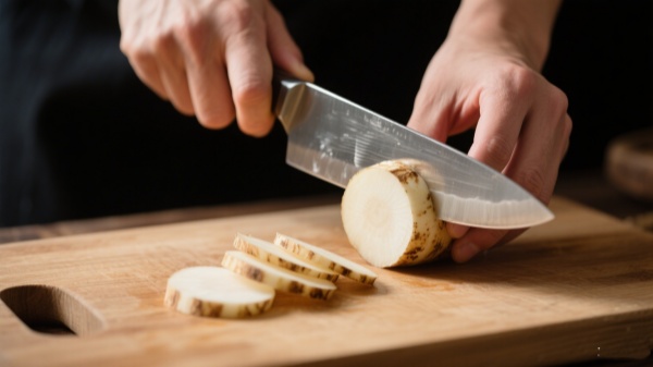 Crispy Water Chestnut Salad-Slice 2mm thin with sharp chefs knife Crispy Water Chestnut Salad-Slice 2mm thin with sharp chefs knife