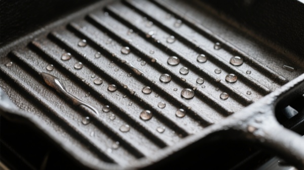 Proper preheating grill pan creates the Leidenfrost effect for non-stick perfection Proper preheating grill pan creates the Leidenfrost effect for non-stick perfection