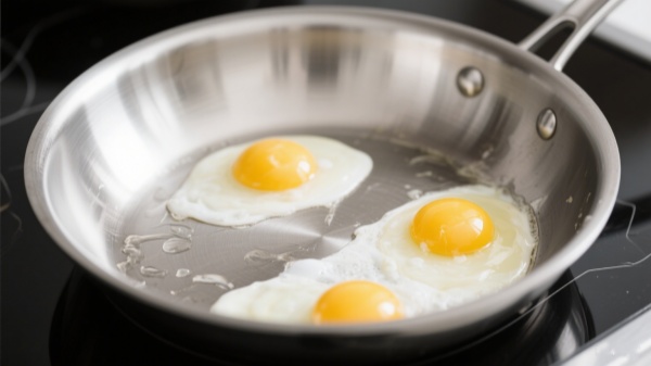 Eggs easily stick to stainless steel pans Eggs easily stick to stainless steel pans