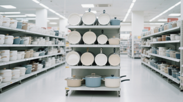 ceramic pans and pots in supermarket ceramic pans and pots in supermarket