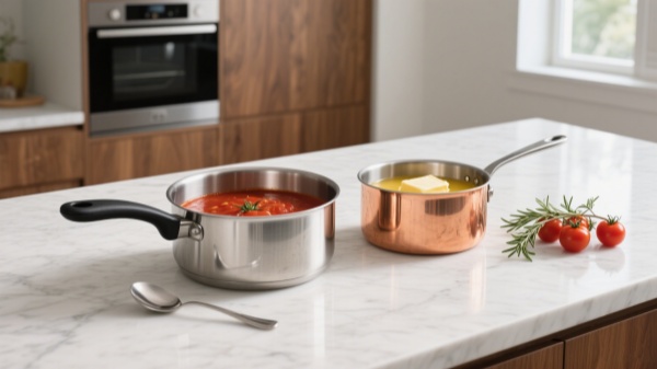 Stainless steel saucepan and Copper‑clad saucepan Stainless steel saucepan and Copper‑clad saucepan