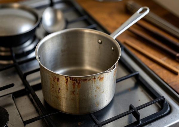 burnt stainless steel cookware