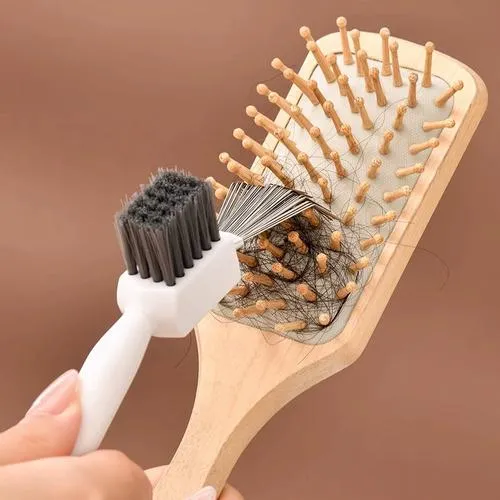 clean hair brush