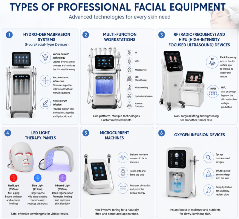 Types of Professional Facial Equipment