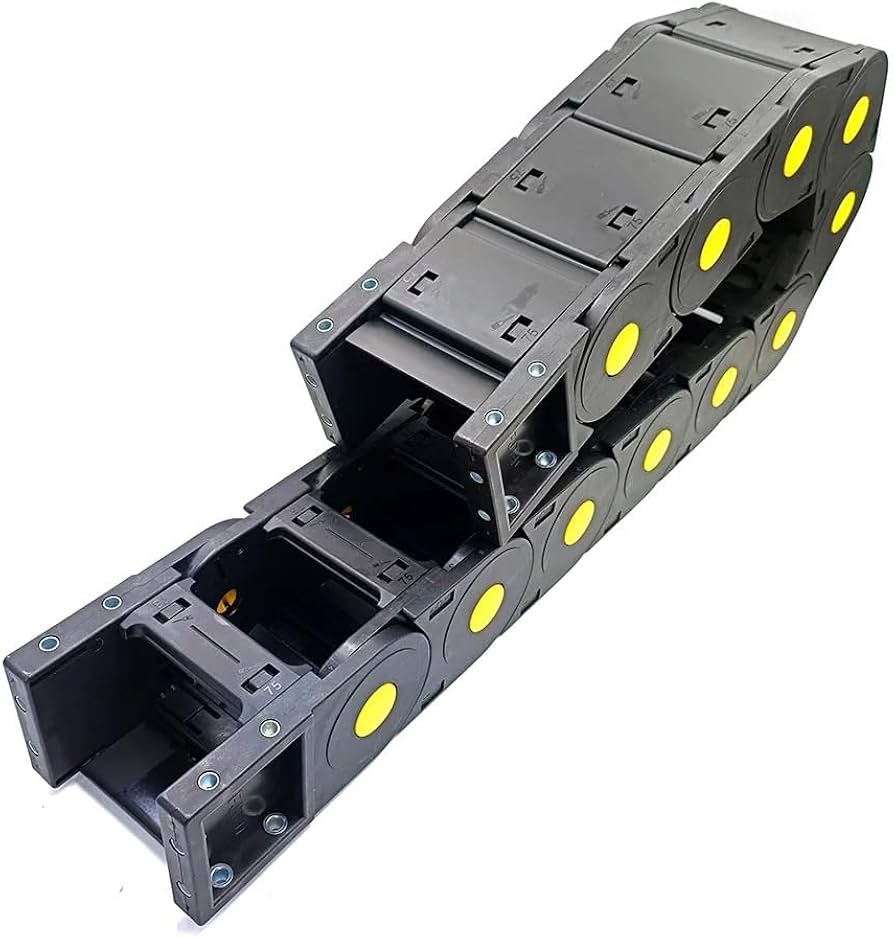 Lightweight cable carrier ensures smooth cable guidance with minimal added weight for dynamic applications.