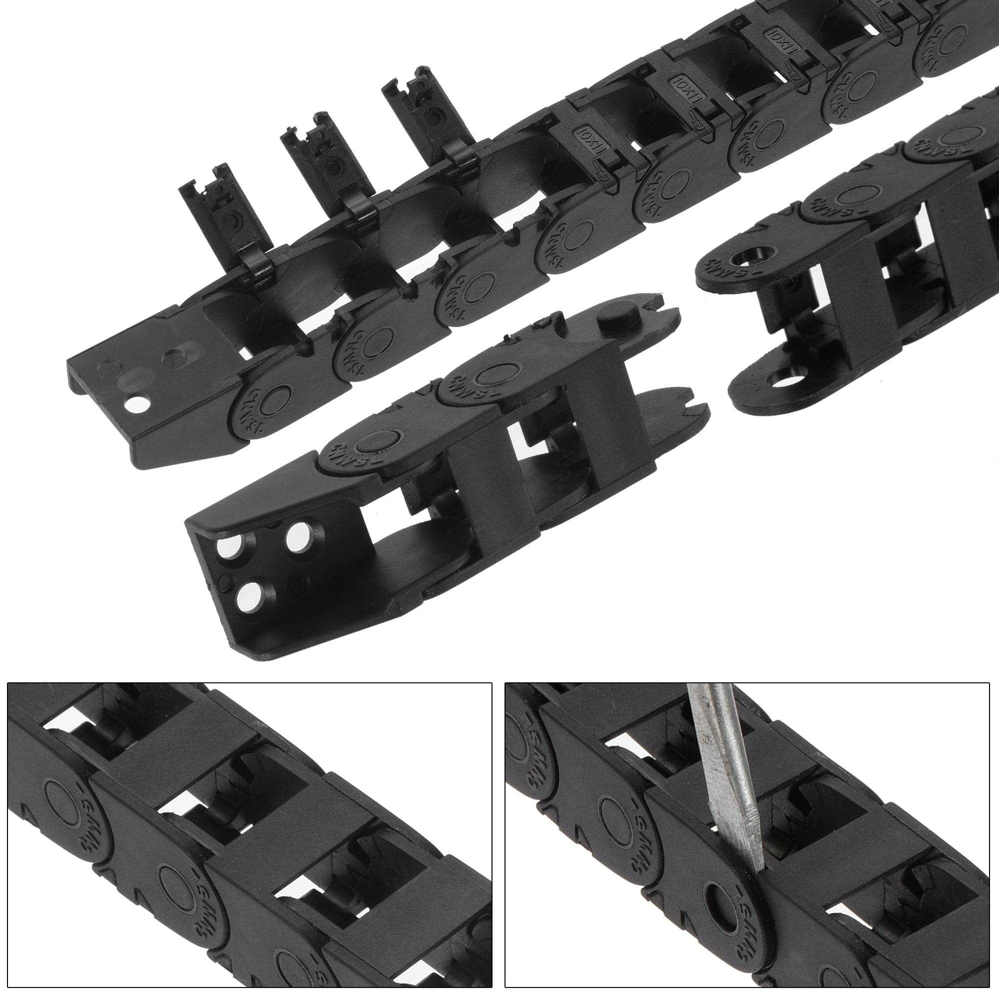 Durable open type CPS drag chain ensures easy cable installation, strong flexibility, and long-lasting stability for machine applications.