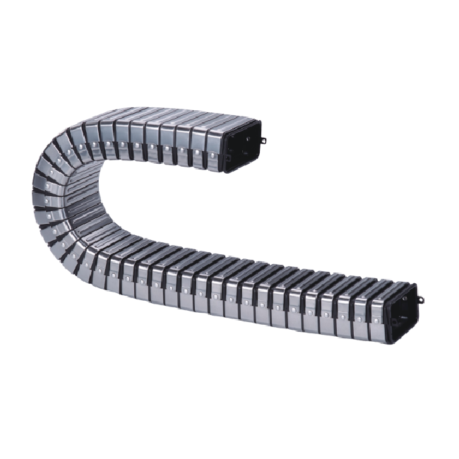Sealed cable carrier provides complete protection against dust and moisture for industrial cable systems.