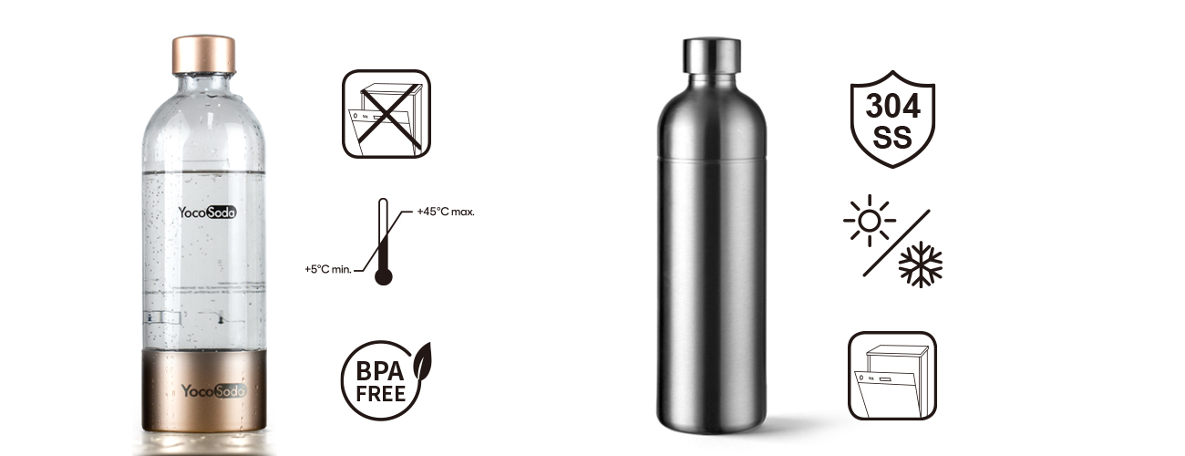 pet and stainless steel sparkling water bottle
