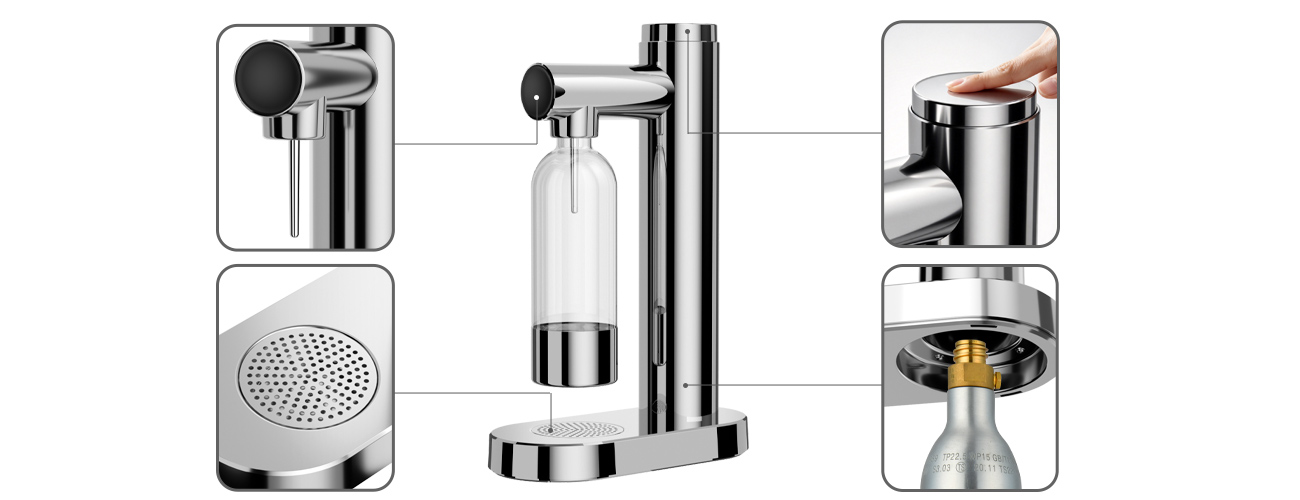 stainless steel manual soda maker co2 cylinder