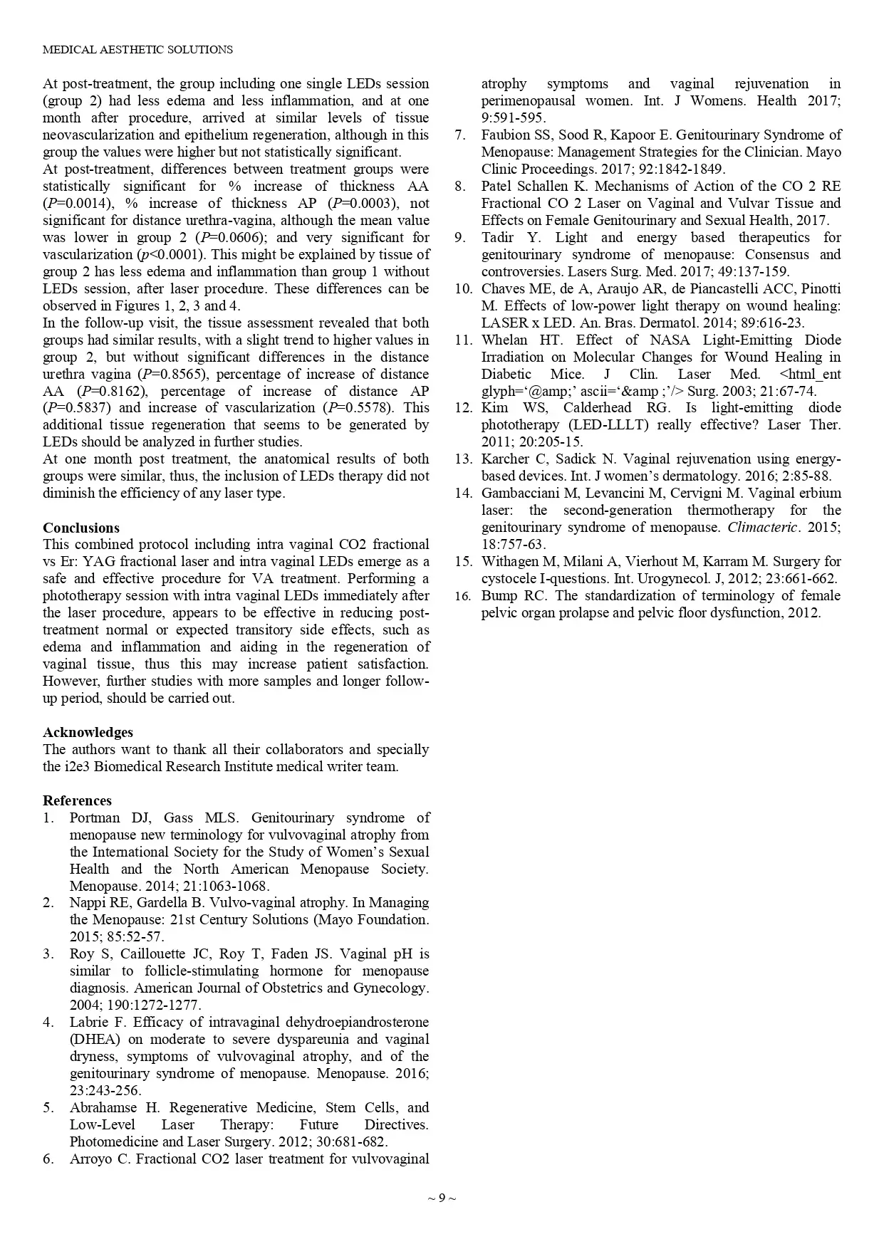 Anatomical outcomes of therapy with LEDs in combination with intra vaginal CO2 vs Er YAG fractional lasers to treat vaginal atrophy