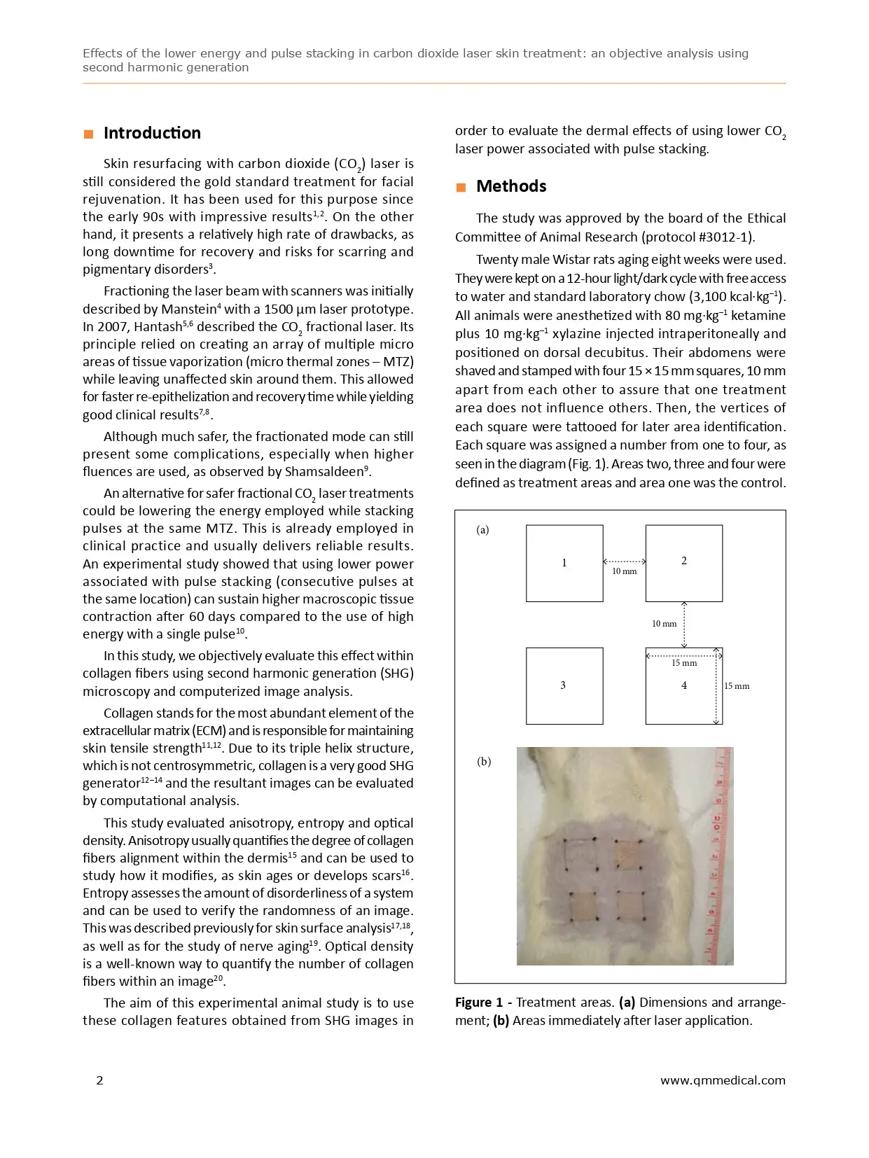 Effects of the lower energy and pulse stacking in carbon dioxide laser skin treatment an objective analysis using second harmonic generation
