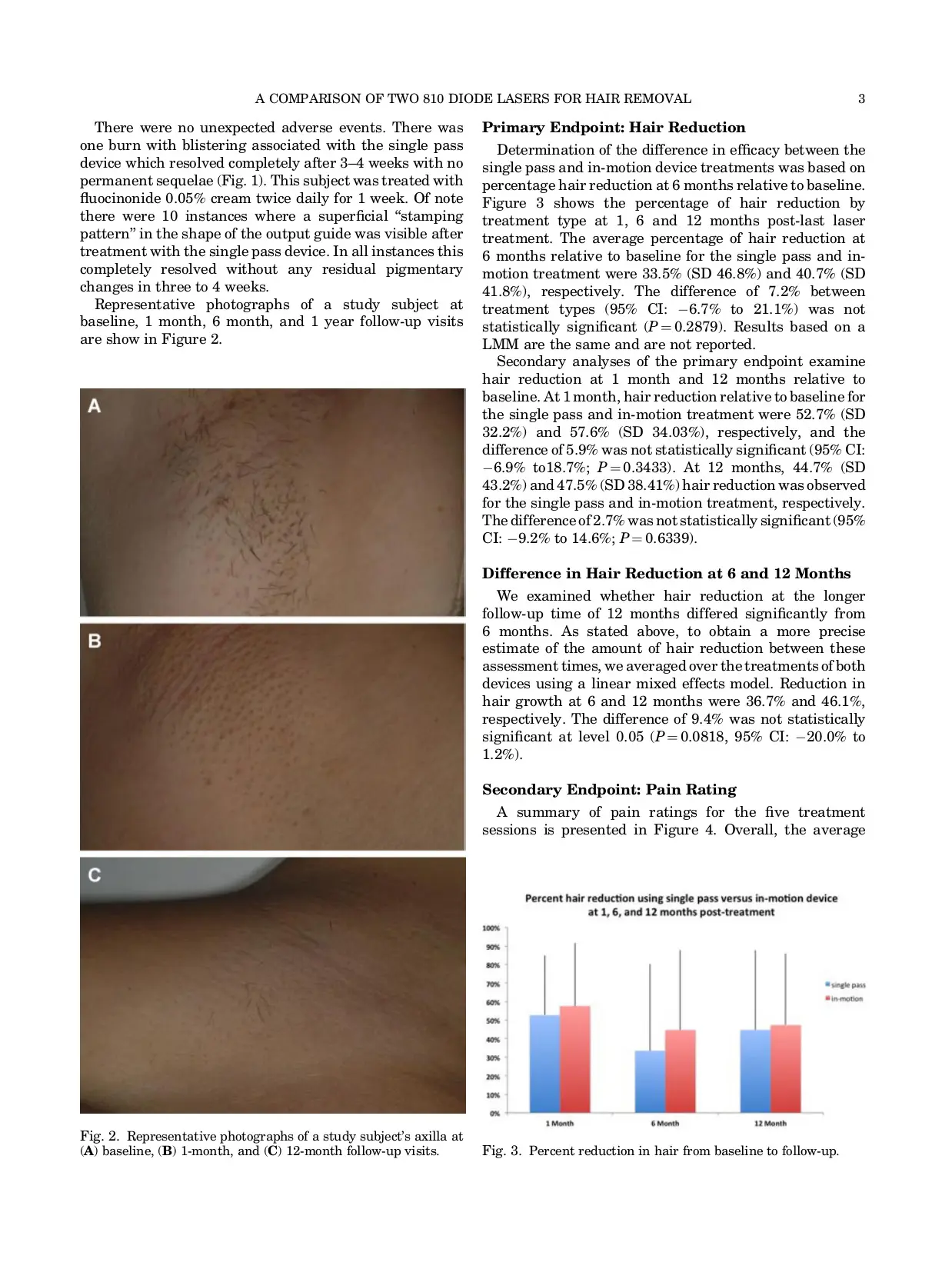 A comparison of two 810 diode lasers for hair removal: low fluence, multiple pass versus a high fluence, single pass technique. Lasers in Surgery and Medicine.