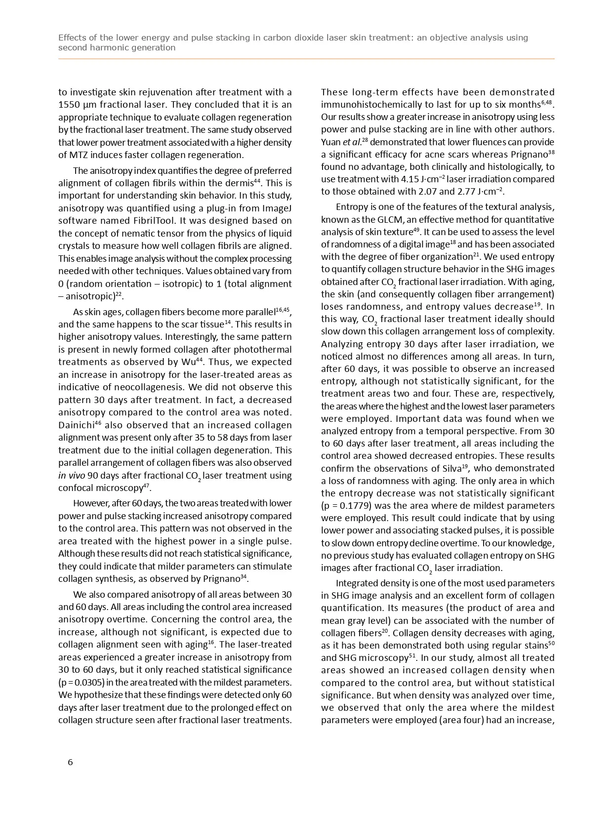 Effects of the lower energy and pulse stacking in carbon dioxide laser skin treatment an objective analysis using second harmonic generation