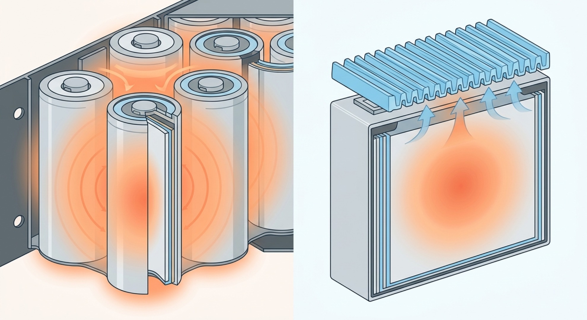 Thermal dissipation comparison prismatic vs cylindrical LFP battery cells