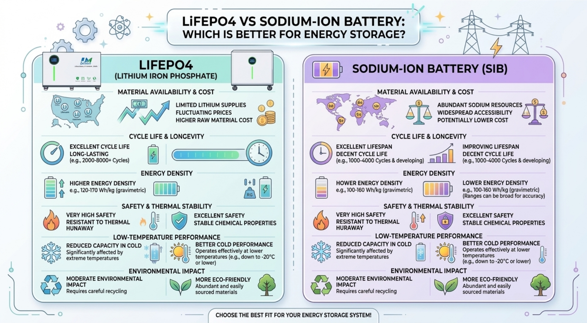 LiFePO4- und Natrium-Ionen-Batterien im Vergleich für Energiespeicheranwendungen