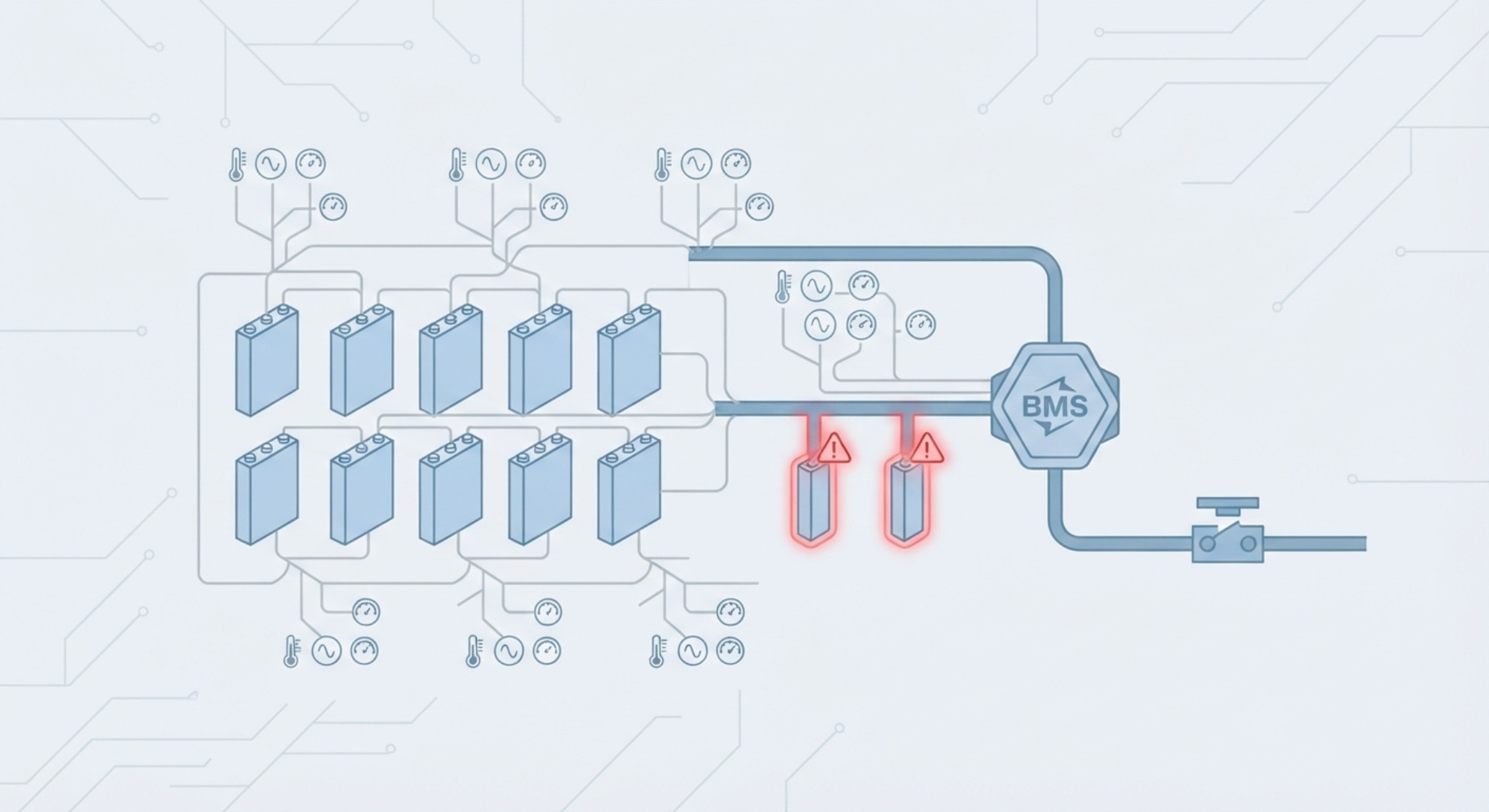 Vector Cut-away-Energiespeicherschrank mit Abgas-VOC-Sensoren und Belüftung für thermische Sicherheit der Batterie