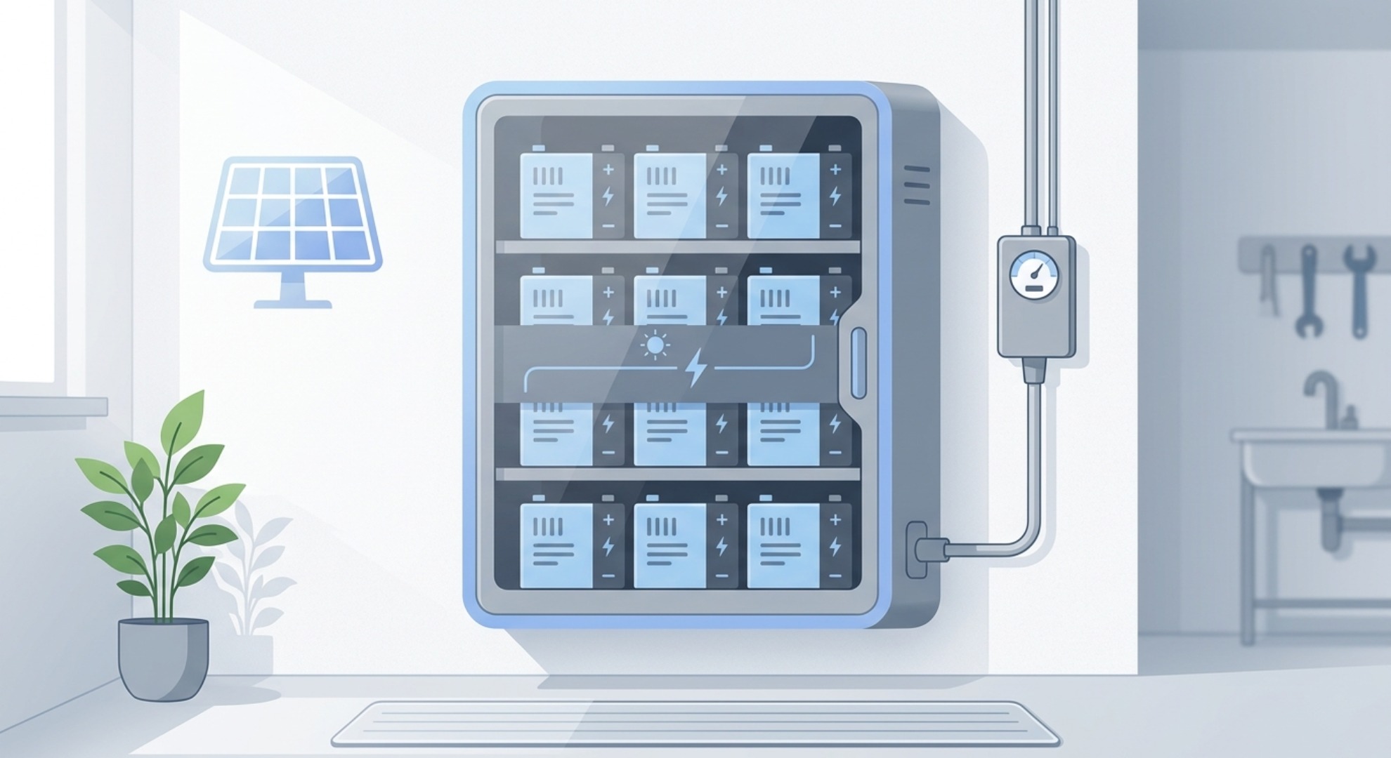 Residential home battery storage cabinet with prismatic LFP modules