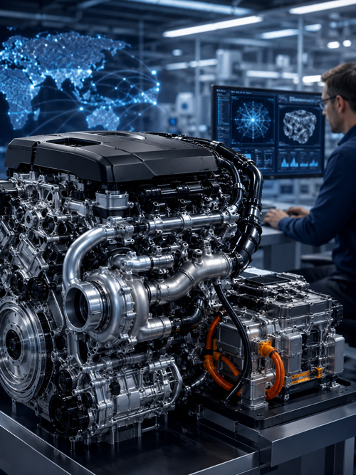 OEM ODM custom engine engineering with turbocharged and hybrid-compatible powertrain components developed for specific vehicle requirements