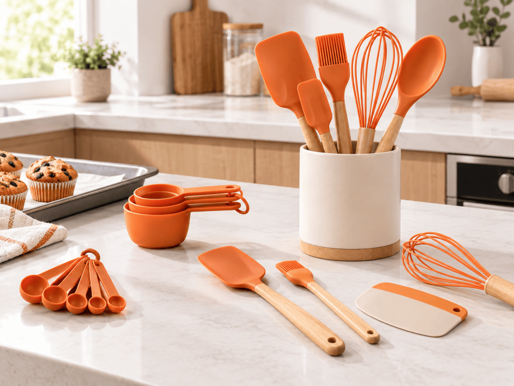 A professional collection of silicone baking utensils