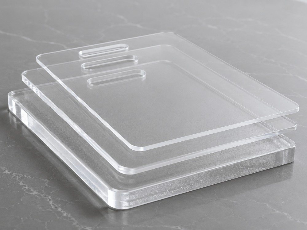 different thicknesses of clear plastic cutting boards
