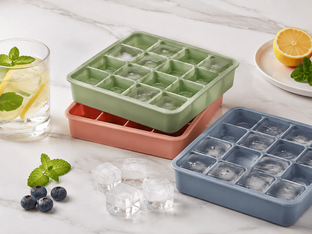 Food grade silicone ice cube tray for freezer and beverage use