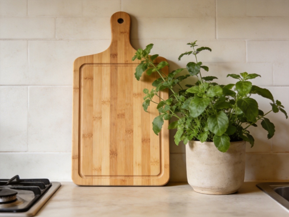 Eco friendly bamboo cutting board for healthy kitchen use