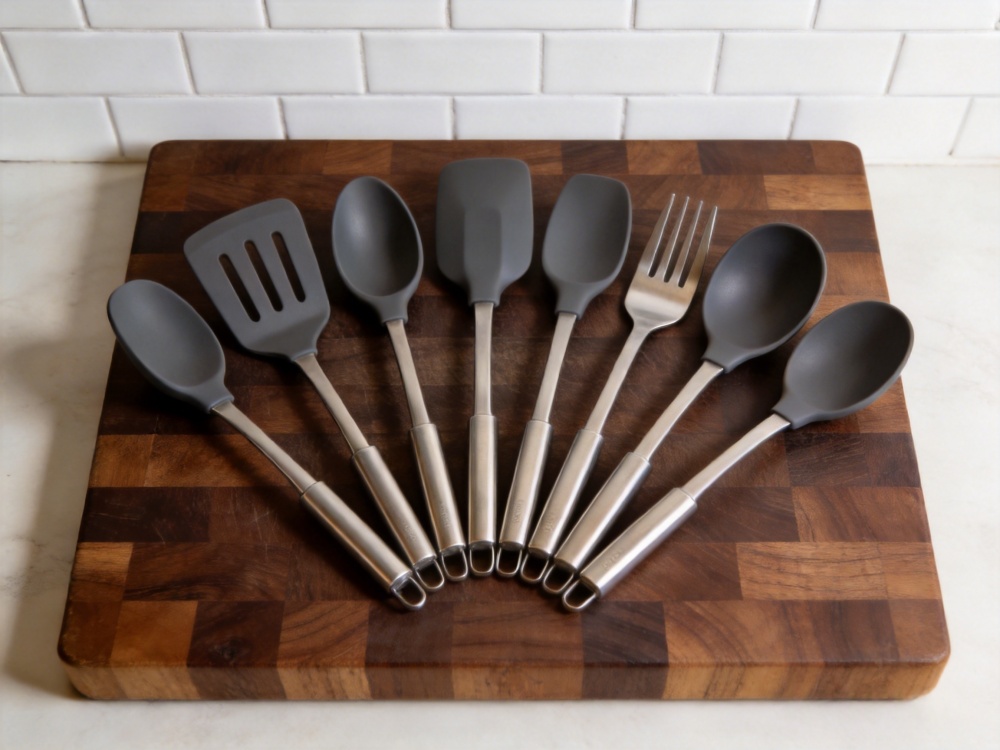 premium kitchen utensil set flat lay