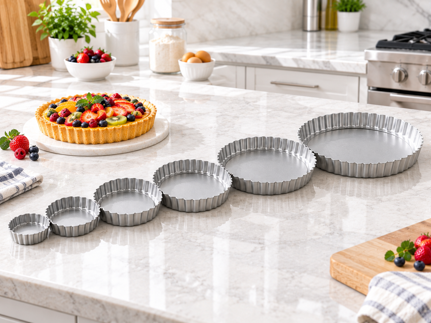 Different tart pan sizes from mini to large