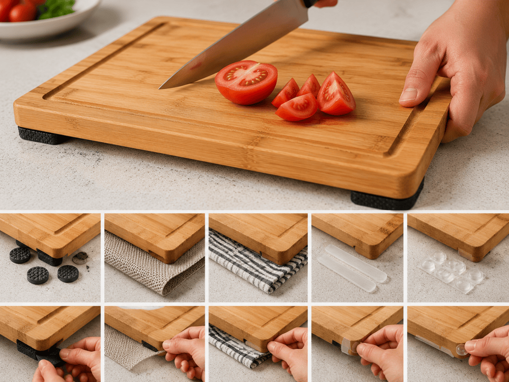 How to prevent a cutting board from slipping on a kitchen countertop