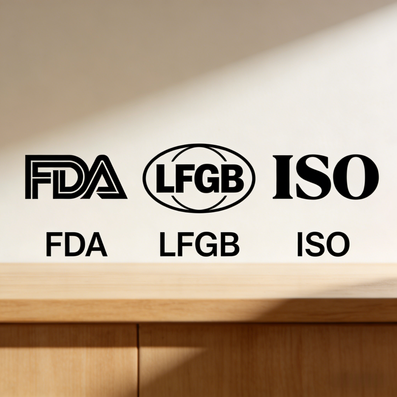 Food safety certifications for China kitchenware including FDA LFGB and ISO standards