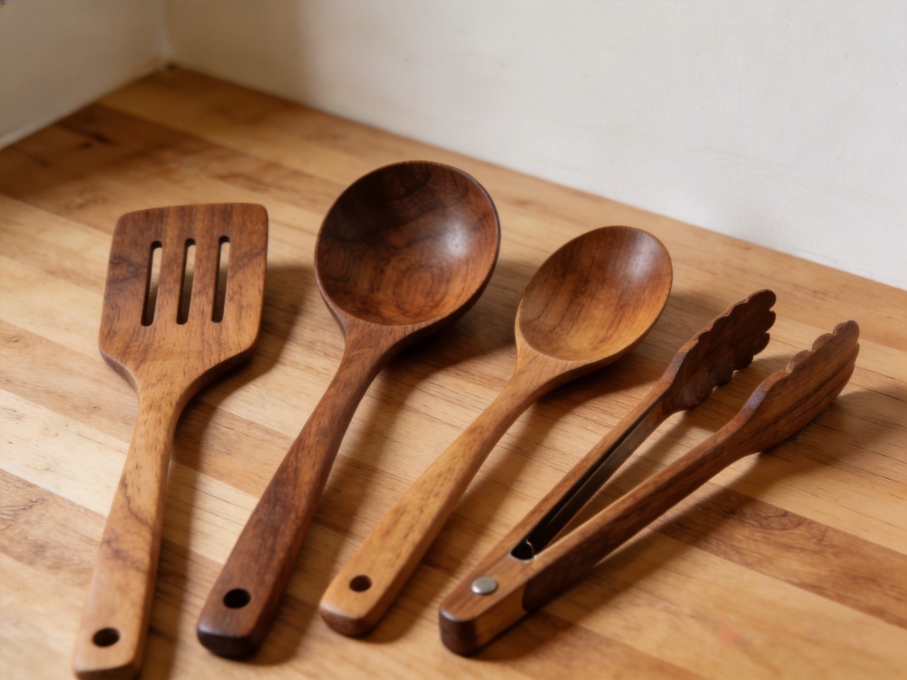 Non toxic wooden cooking utensils made from natural hardwood