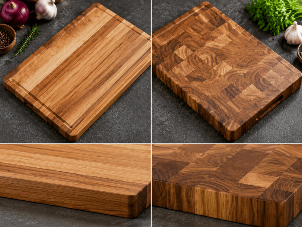 Edge grain vs end grain cutting board wood grain comparison
