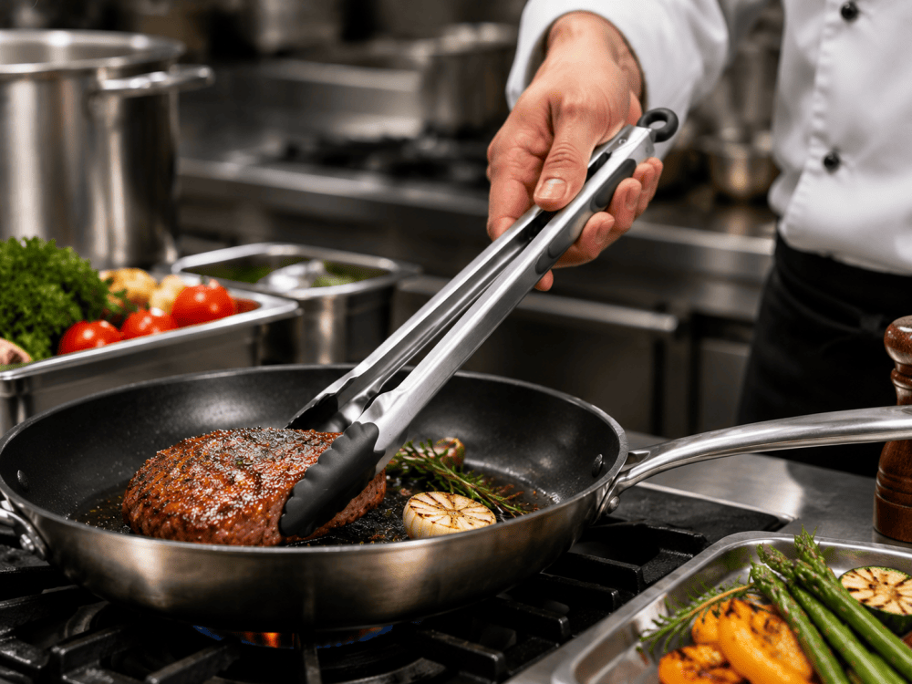 stainless steel handle kitchen tongs for professional cooking