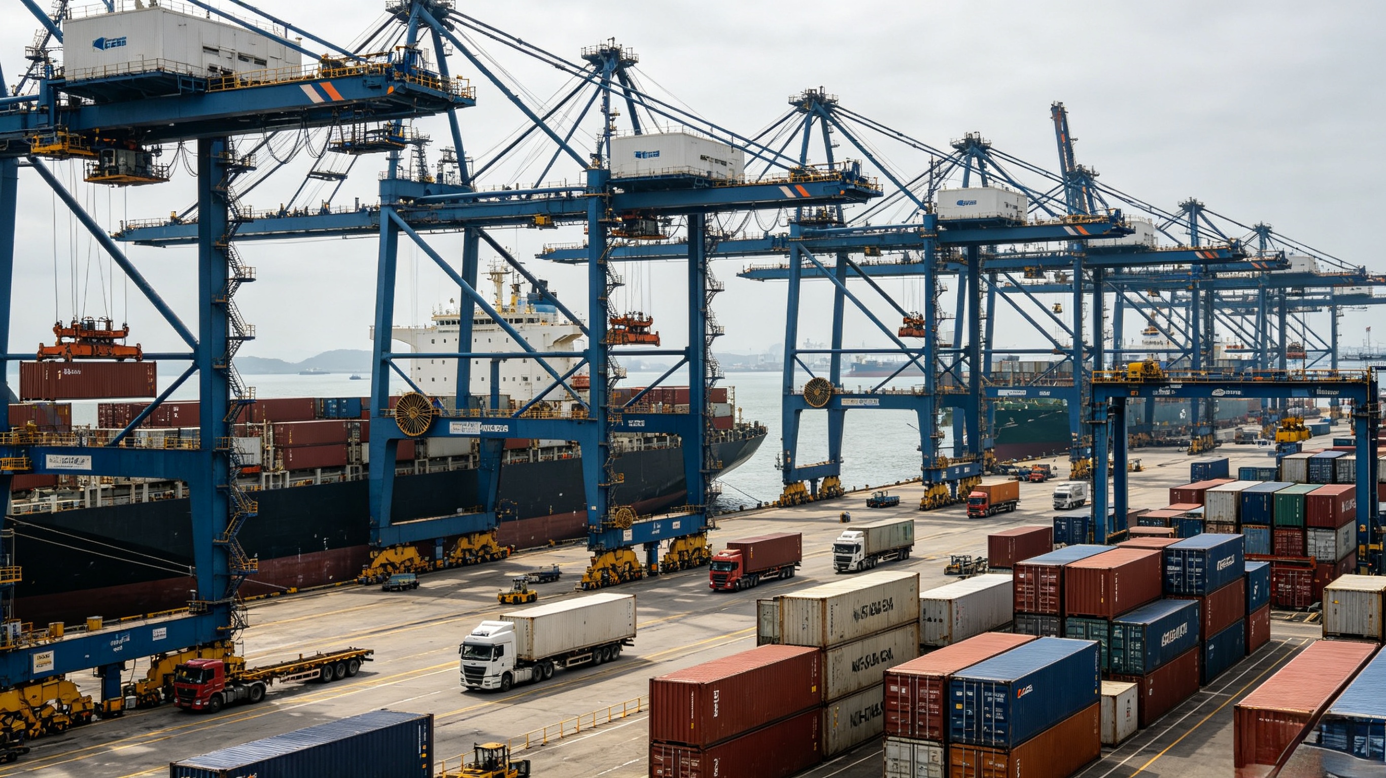 International port handling and container loading for shipping used clothing