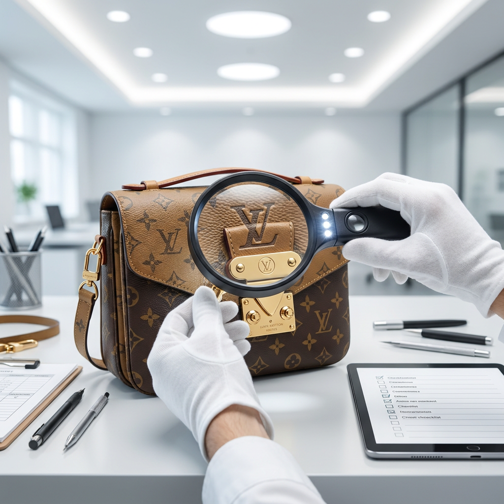 7-step authentication process for used designer bags at Guangzhou Tengchao.