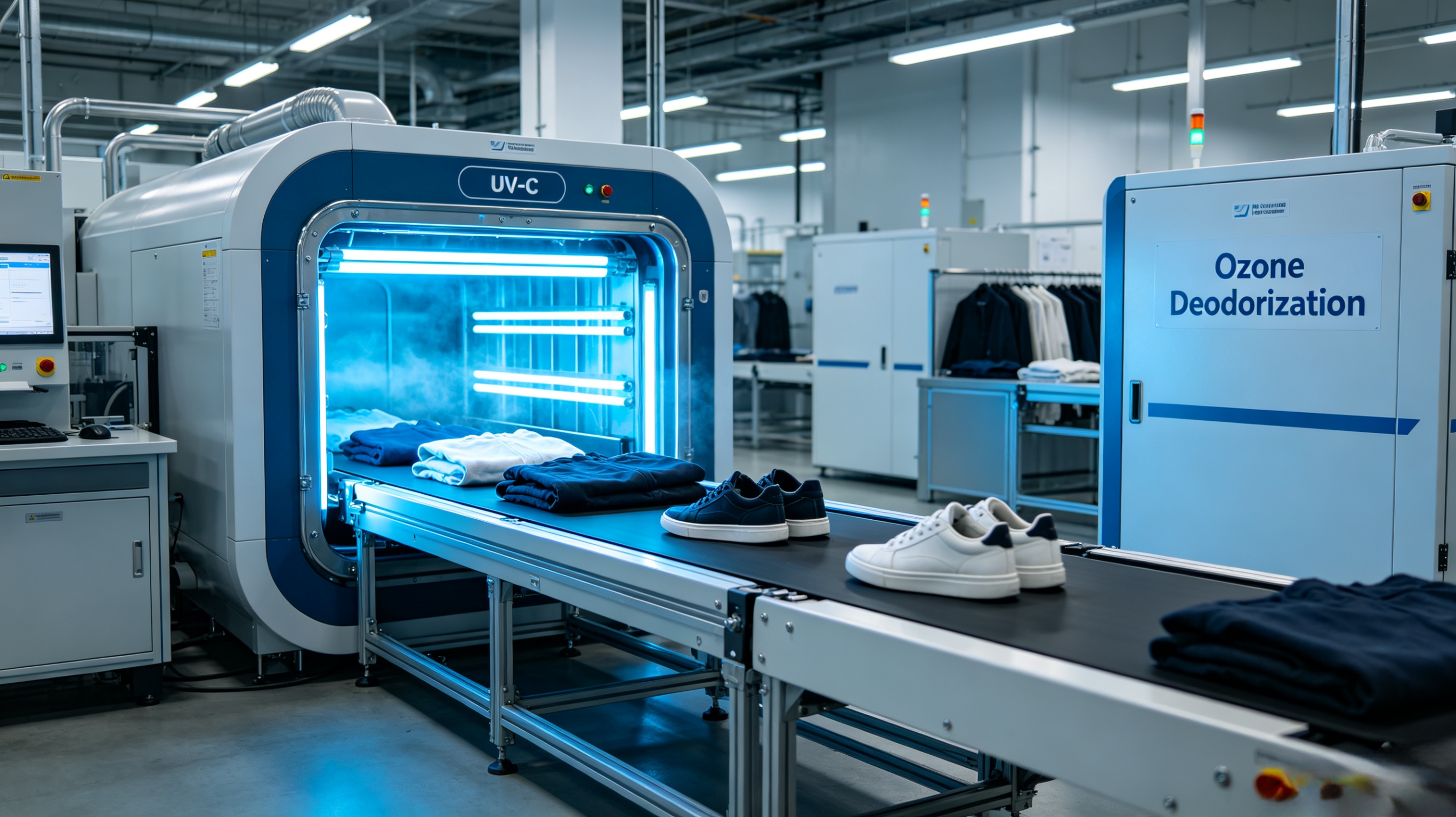 UV-C sterilization and ozone deodorization in our used clothing factory process