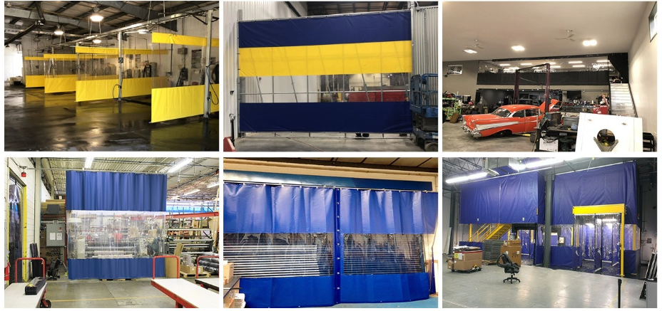 PVC industrial curtains are made primarily from polyvinyl chloride (PVC) combined with a high-strength polyester fiber backing