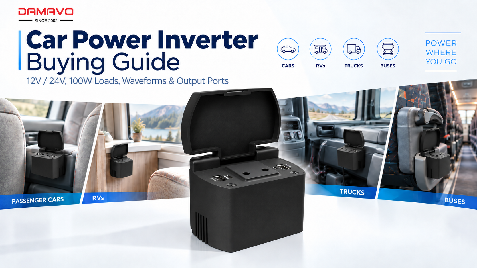car power inverter for passenger cars RVs trucks and buses